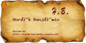 Horák Benjámin névjegykártya