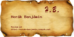 Horák Benjámin névjegykártya